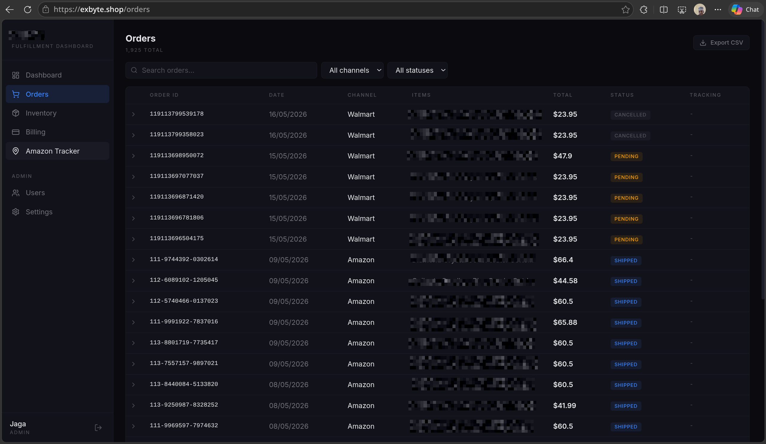 Multi-Channel Fulfillment Dashboard screenshot 2